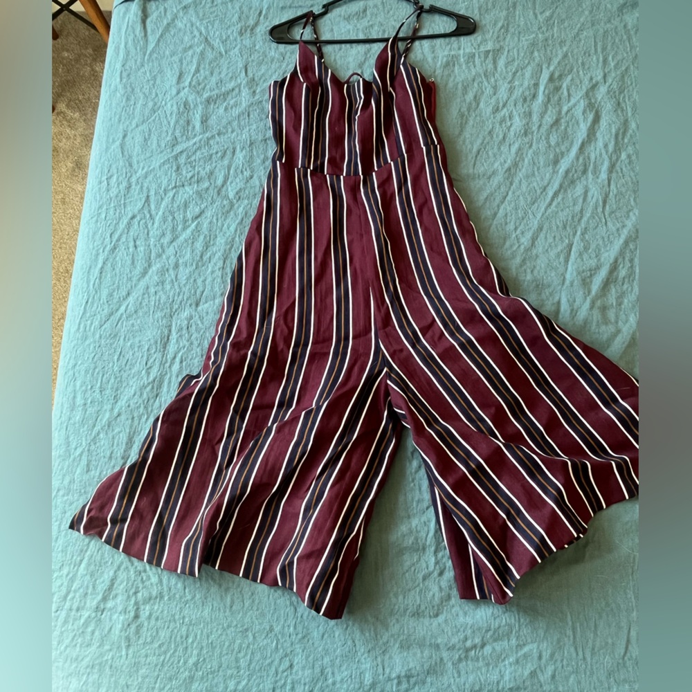 Striped Burgundy Jumpsuit